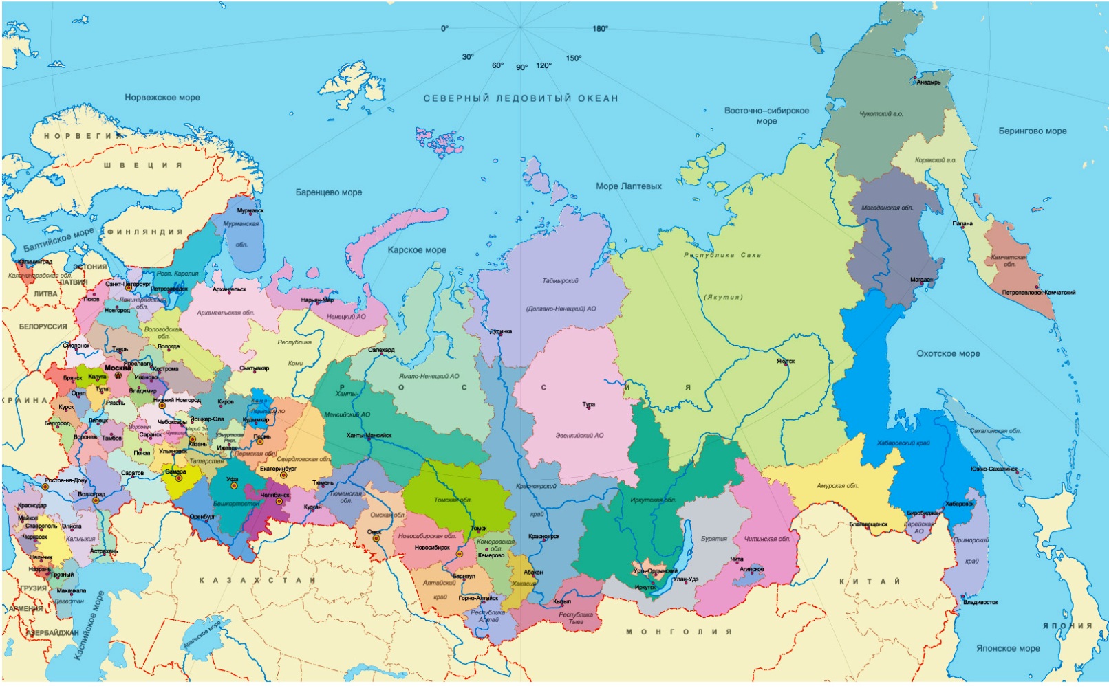 Политическая карта границы россии